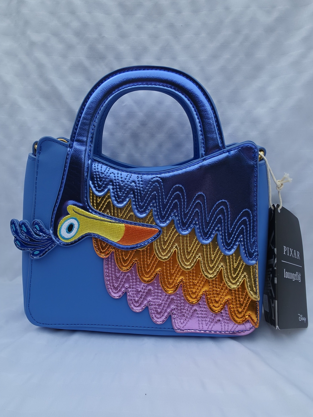 NWT Loungefly Disney Pixar Up Kevin Metallic Handbag w/Crossbody Strap
